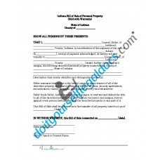 Bill of Sale of Personal Property - Indiana (With Warranty)